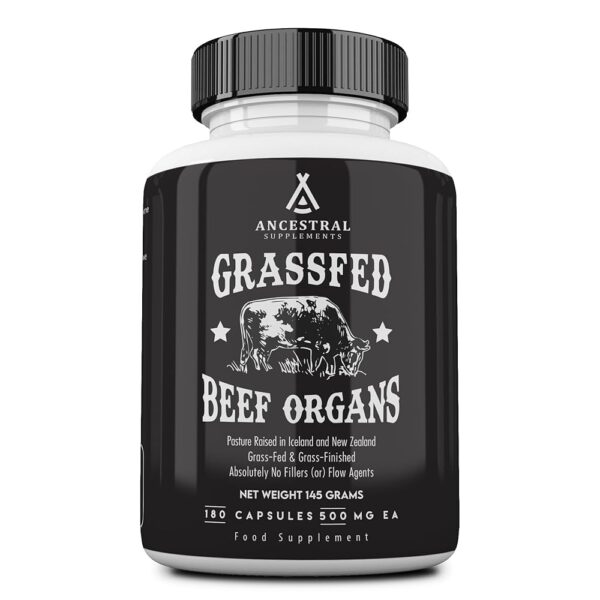 Ancestral Supplements Grass Fed Beef Organ Supplement, Supports Whole Body Wellness with Proprietary Blend of Liver, Heart, Kidney, Pancreas, Spleen, Freeze-Dried Beef, Non-GMO,...